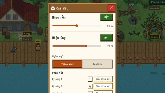 Settings on a computer: sound, language and the skills' keys